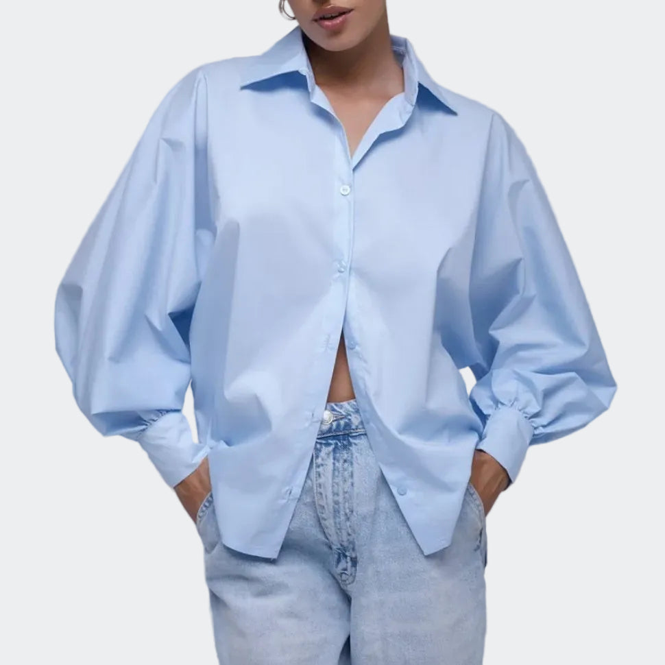 Women’s Puff-Sleeve Button-Front Blouse