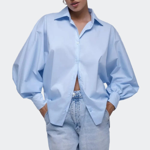 Women’s Puff-Sleeve Button-Front Blouse