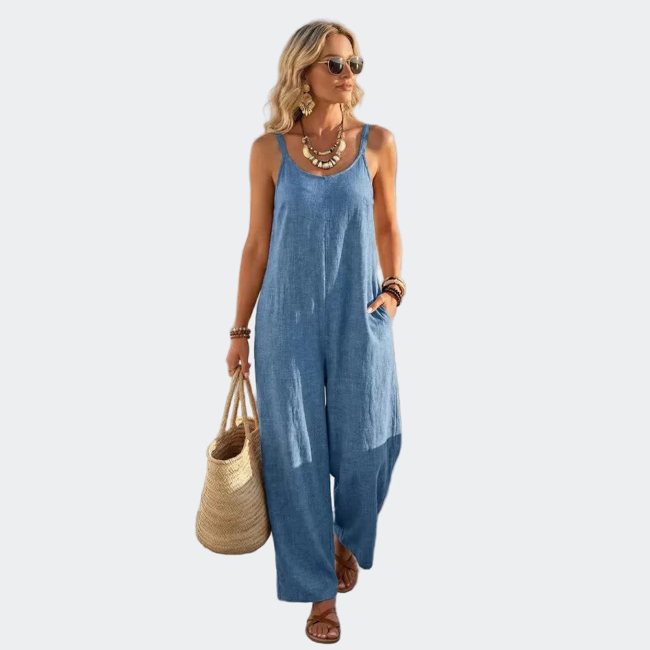 Women’s Sleeveless Loose Wide-Leg Jumpsuit