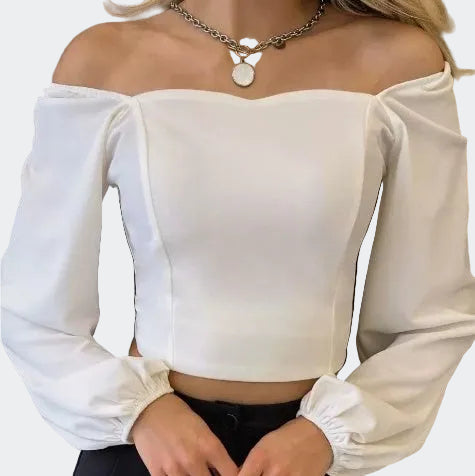 Women’s Square-Neck Sheer-Sleeve Blouse