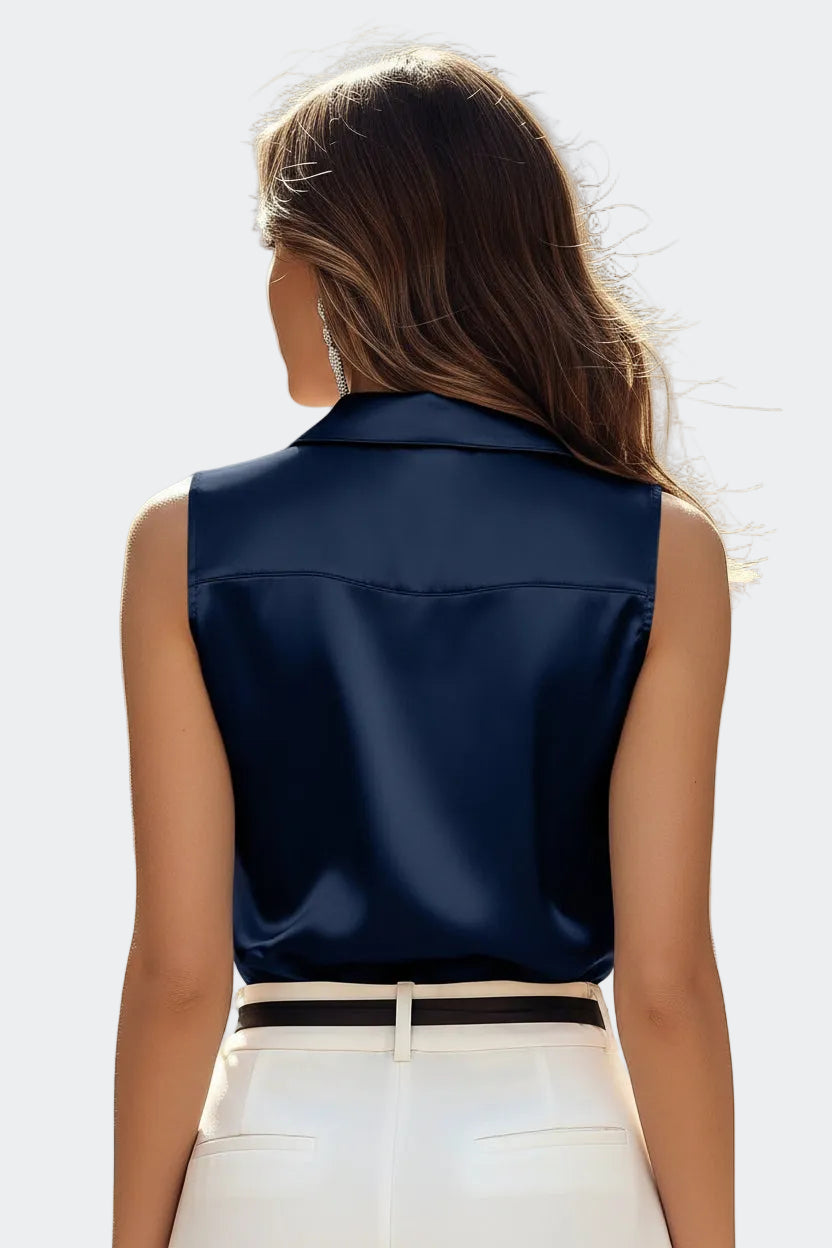 Women’s Sleeveless Draped V-Neck Blouse